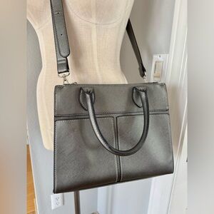 Charming Charlie Gunmetal Tote with Crossbody Strap